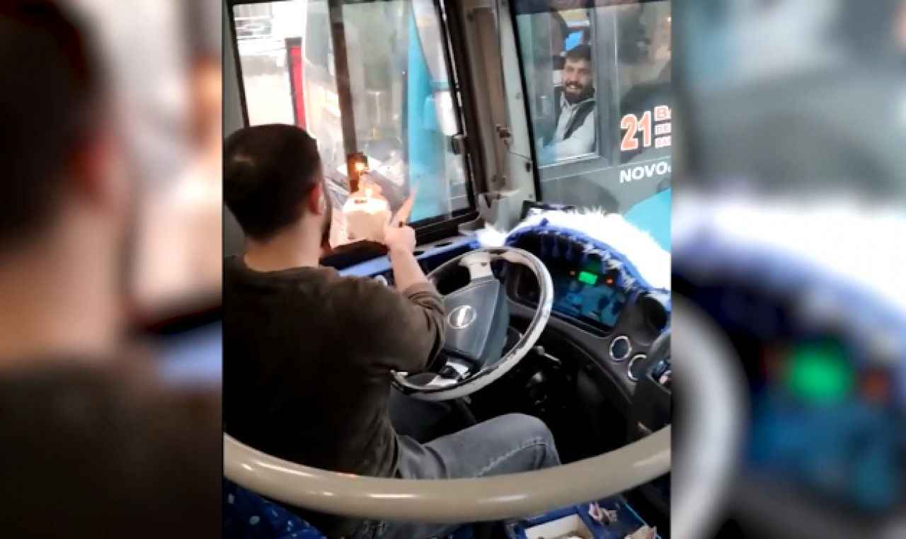 Urfalı otobüs şoföründen mesai arkadaşına doğum günü sürprizi