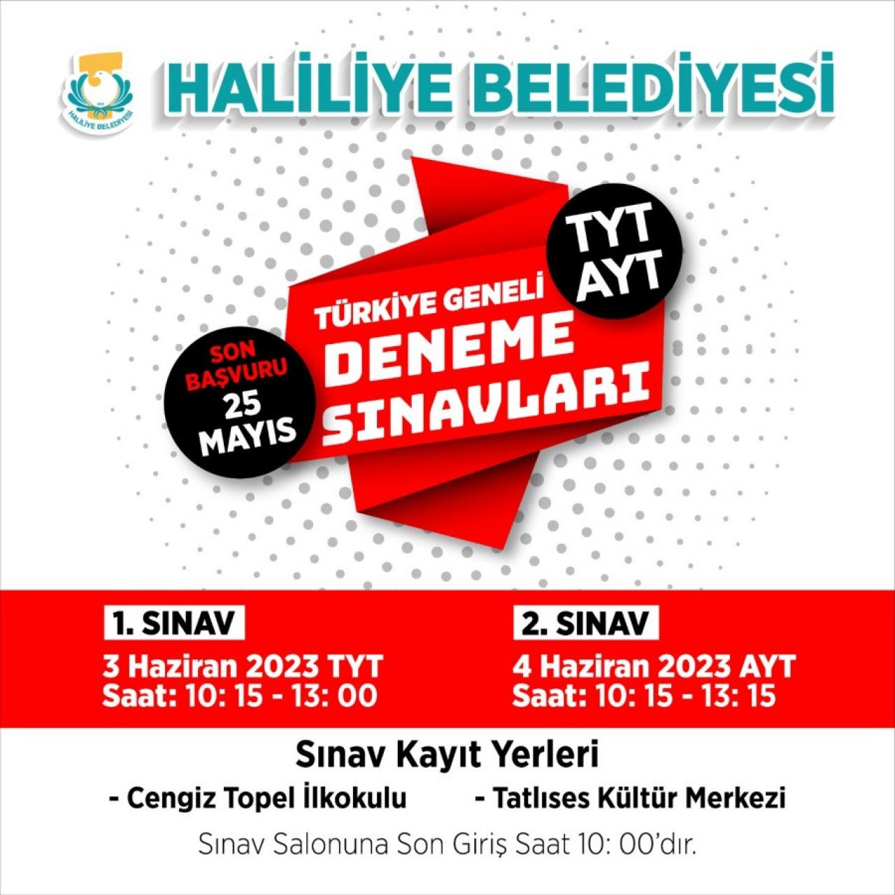 Haliliye Belediyesi'nden gençlere ücretsiz deneme sınavı