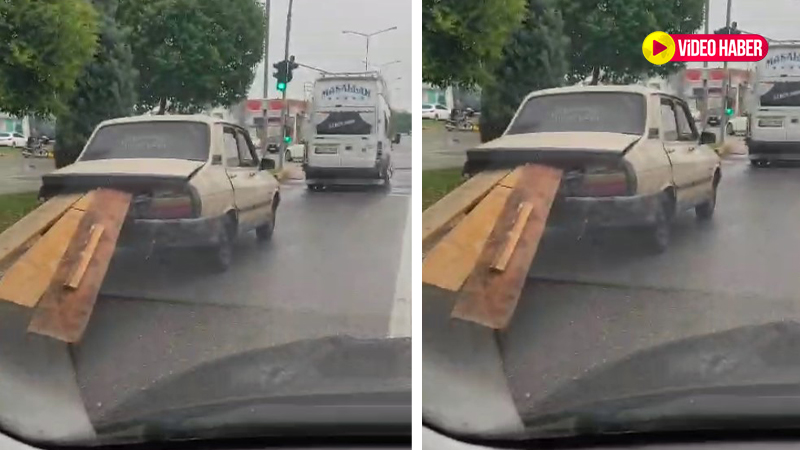 Yurdum insanı neler yapıyor neler?  Şanlıurfa’da bu kez otomobil bağajında kalas taşındı