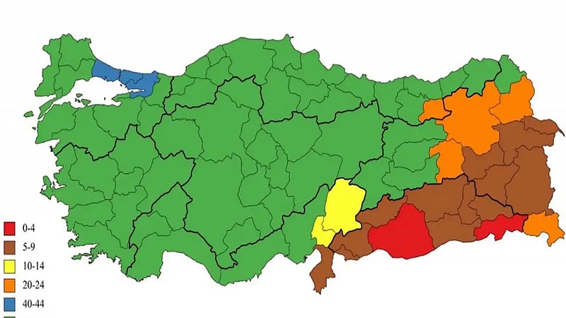 Yeni harita yayımlandı: Haritada Şanlıurfa ‘kırmızı’ya boyandı