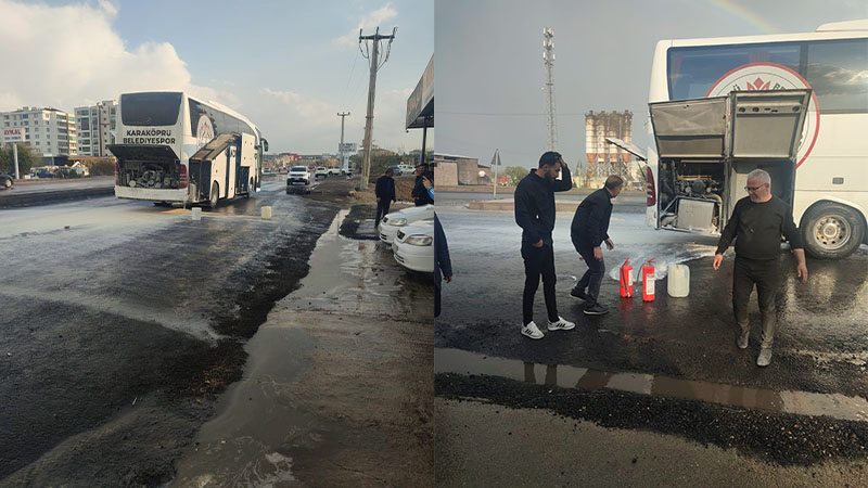Şanlıurfa ekibinin Batman dönüşü aracı yandı! Diyarbakırlı gençler faciayı önledi
