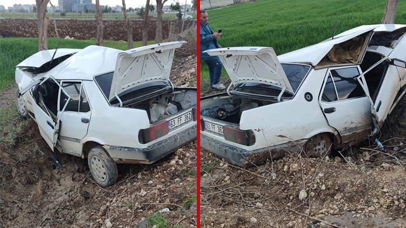 Köy yolunda kaza!  Şanlıurfa’da hurdaya dönen araçtaki 3 kişi yaralandı