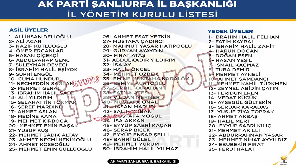 AK Parti, Şanlıurfa'daki yeni yönetimini onayladı